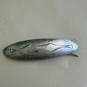 Vintage Etched Silver-Tone Bar Brooch